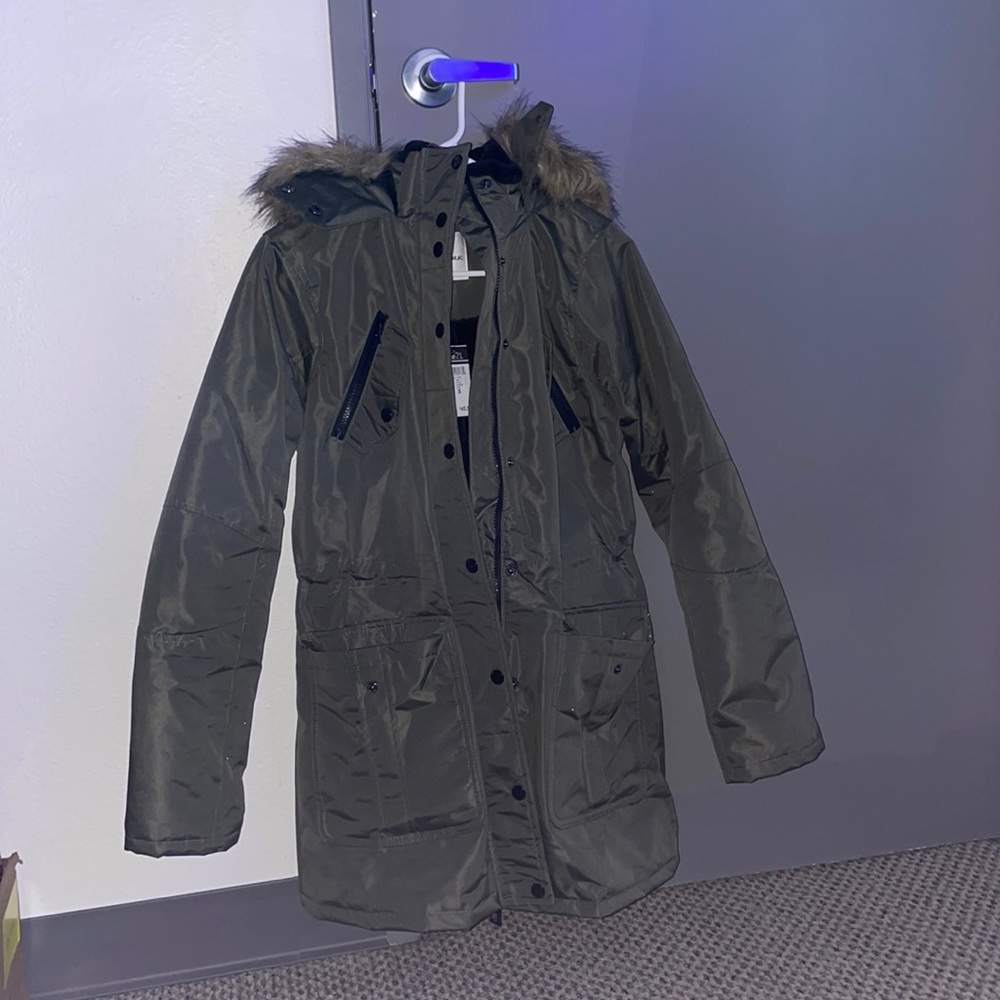 Army green long coat